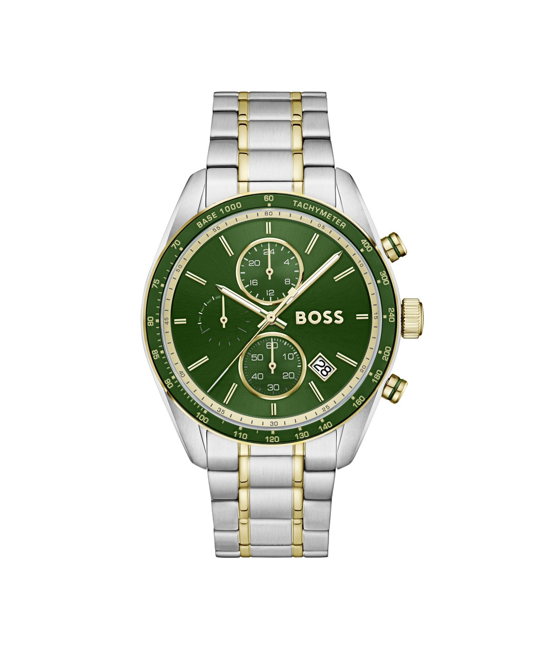Boss Grand Prix Two-Tone Chronograph Watch Green Dial - Mococo