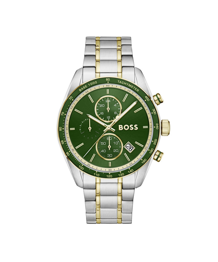 Boss Grand Prix Two-Tone Chronograph Watch Green Dial - Mococo
