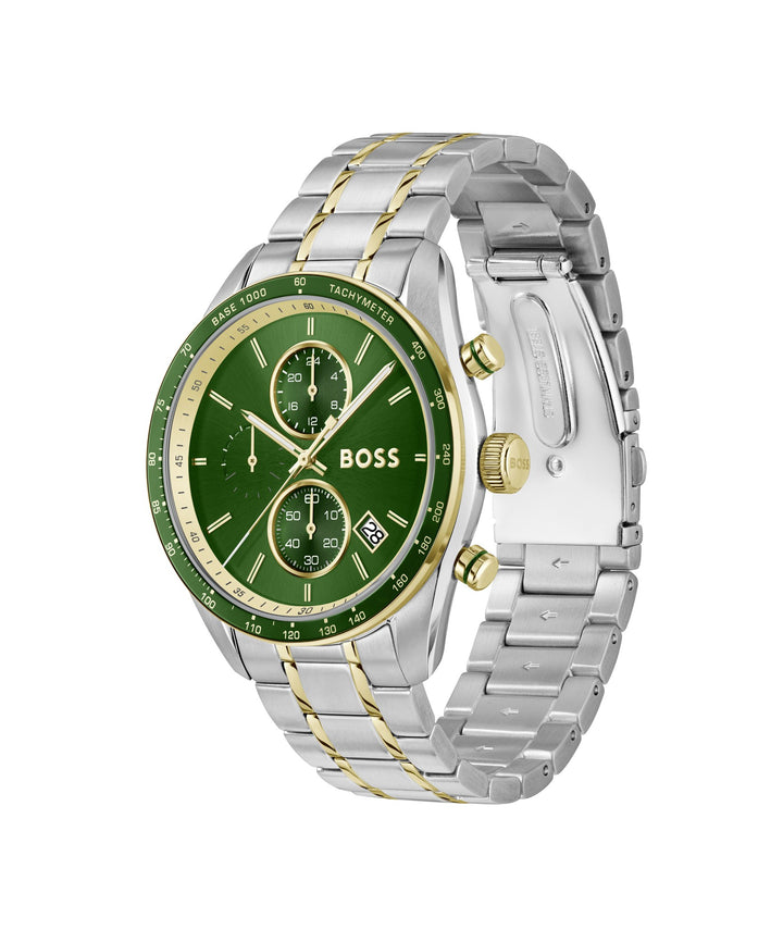 Boss Grand Prix Two-Tone Chronograph Watch Green Dial - Mococo