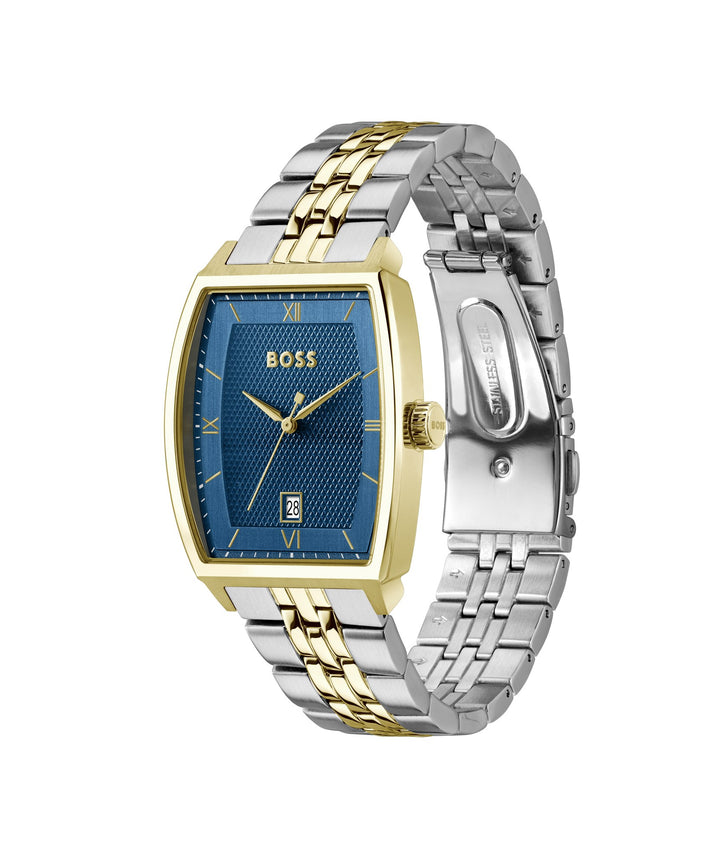 Boss Principle Tonneau Two-Tone Bracelet Watch Blue Dial - Mococo