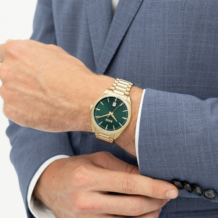 Boss Cheswick Gold-Tone Bracelet Watch Green Dial - Mococo