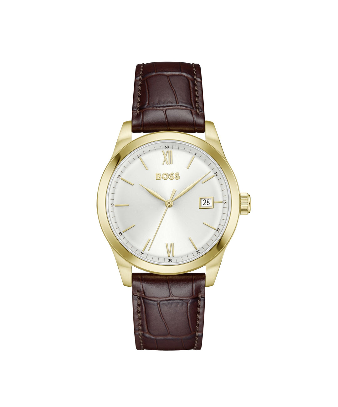 Boss Langford Gold-Tone Strap Watch Brown Leather - Mococo