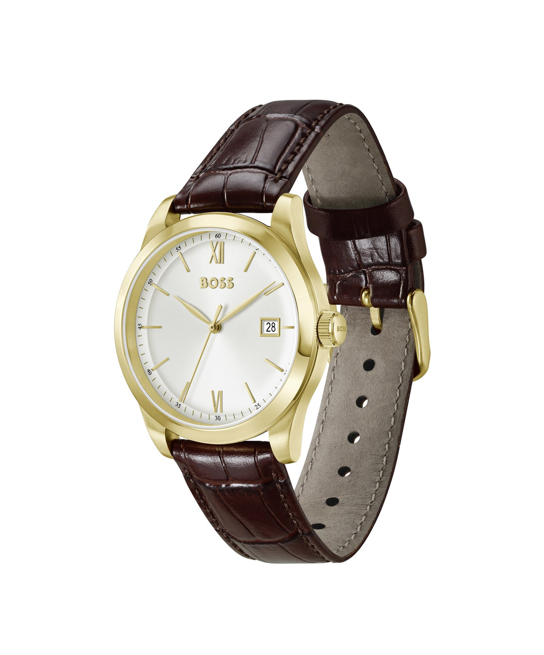 Boss Langford Gold-Tone Strap Watch Brown Leather - Mococo