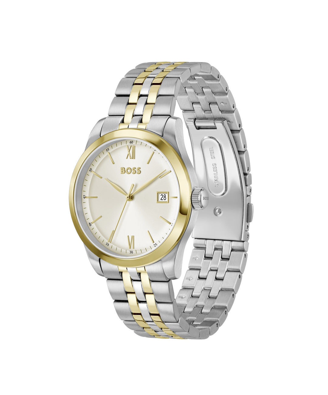Boss Langford Two-Tone Bracelet Watch Parchment Dial - Mococo
