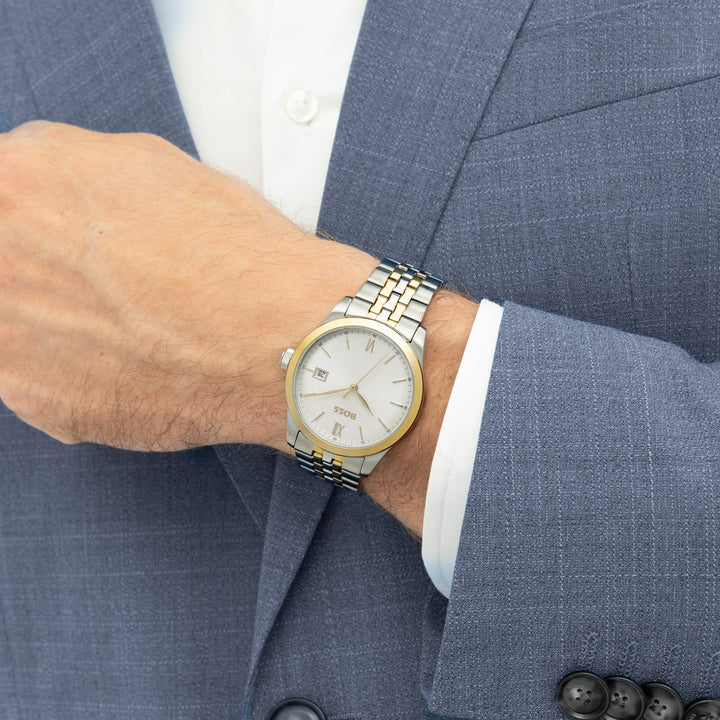 Boss Langford Two-Tone Bracelet Watch Parchment Dial - Mococo