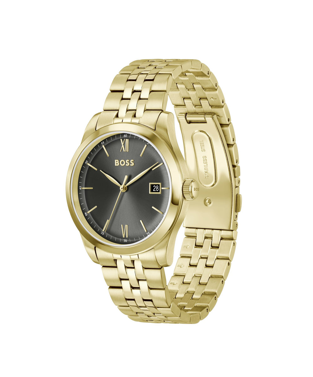 Boss Langford Gold-Tone Bracelet Watch Grey Dial - Mococo