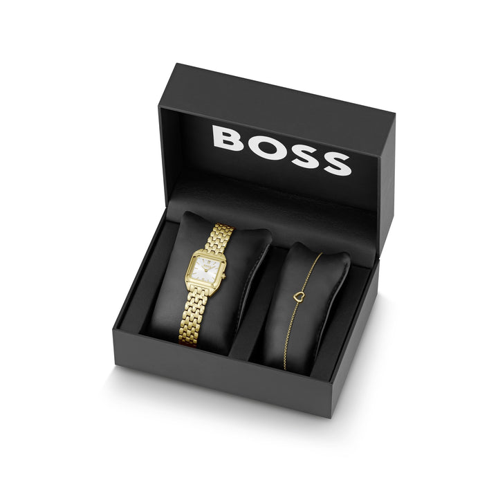 Boss Mae Petite Ladies Gold-Tone Watch and Bracelet Gift Set - Mococo