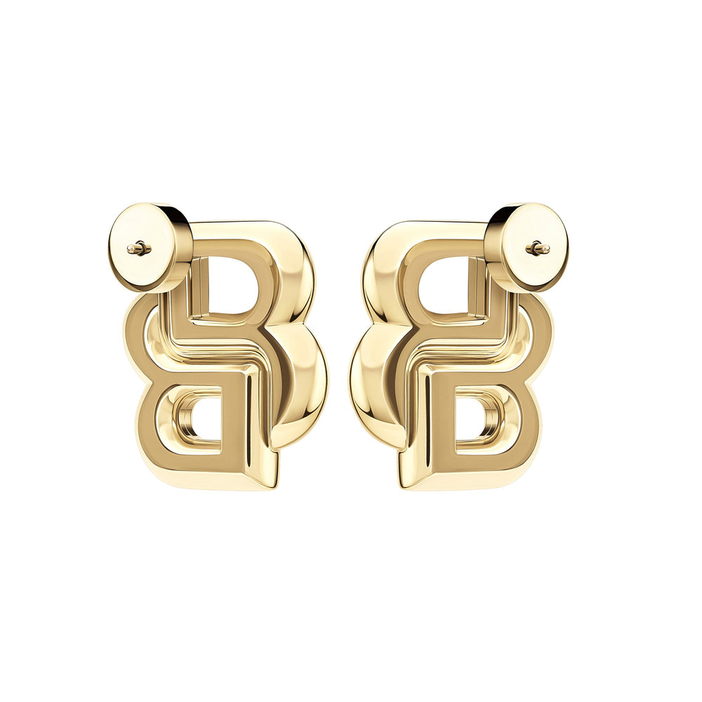Boss Double B Gold-Tone Plated Stainless Steel Stud Earrings - Mococo