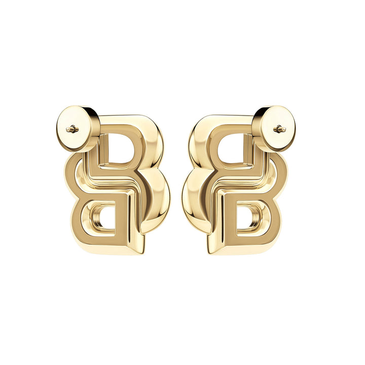 Boss Double B Gold-Tone Plated Stainless Steel Stud Earrings - Mococo