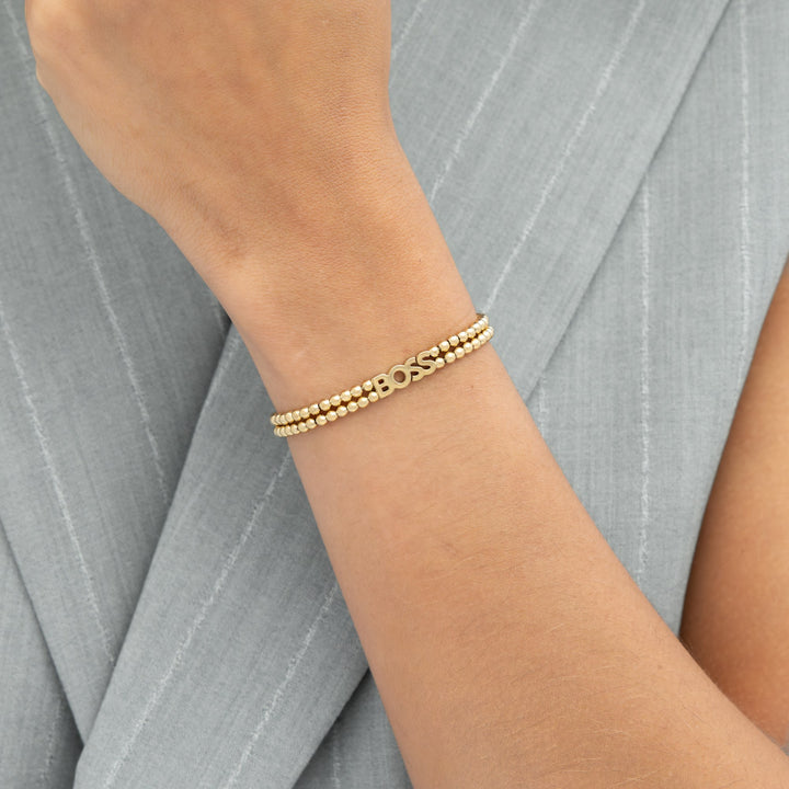 Boss Kassy Beads Gold-Tone Stainless Steel Bracelet - Mococo