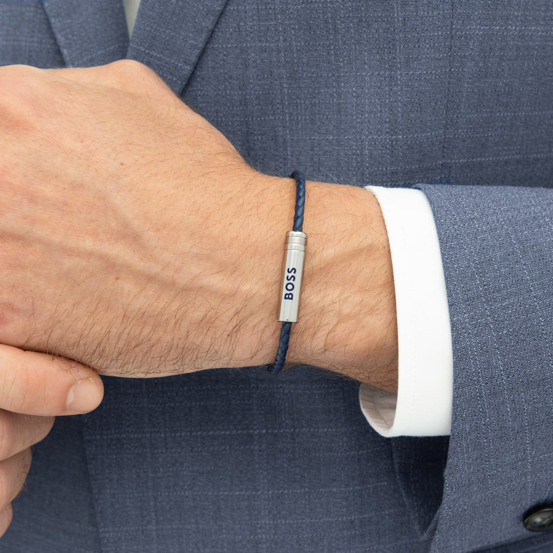 Boss Ares Air Blue Leather Cuff - Mococo