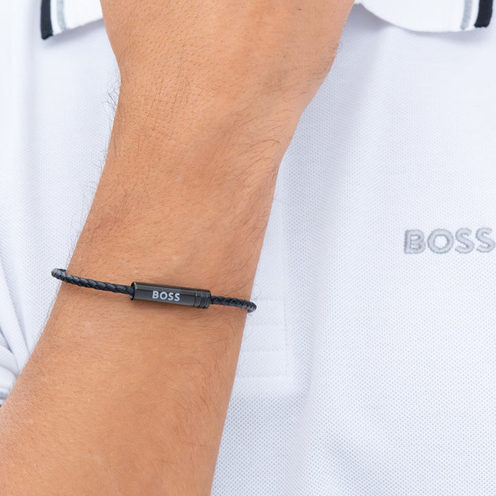 Boss Ares Air Black Leather Cuff - Mococo