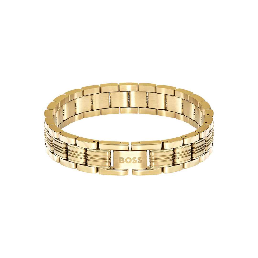 Boss Emblem Gold-Tone Stainless Steel Multi-Link Bracelet - Mococo