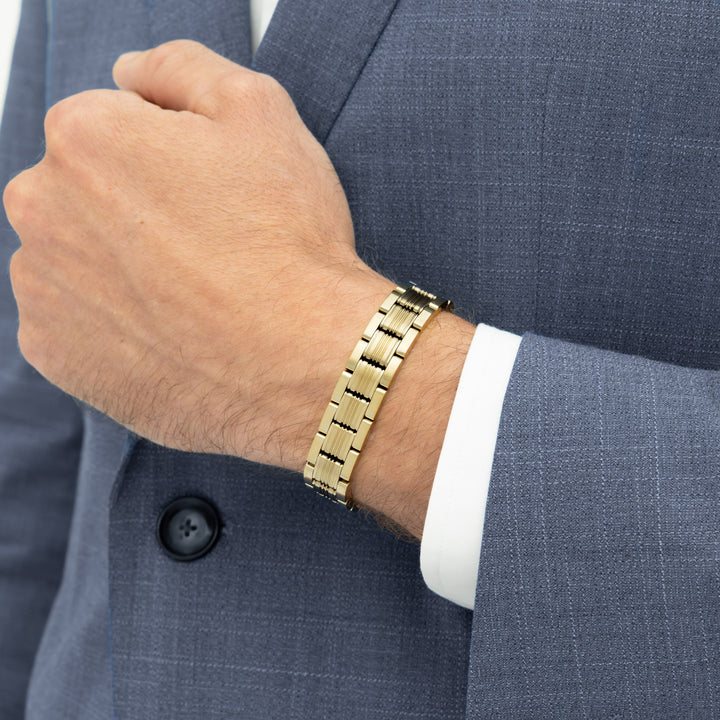 Boss Emblem Gold-Tone Stainless Steel Multi-Link Bracelet - Mococo