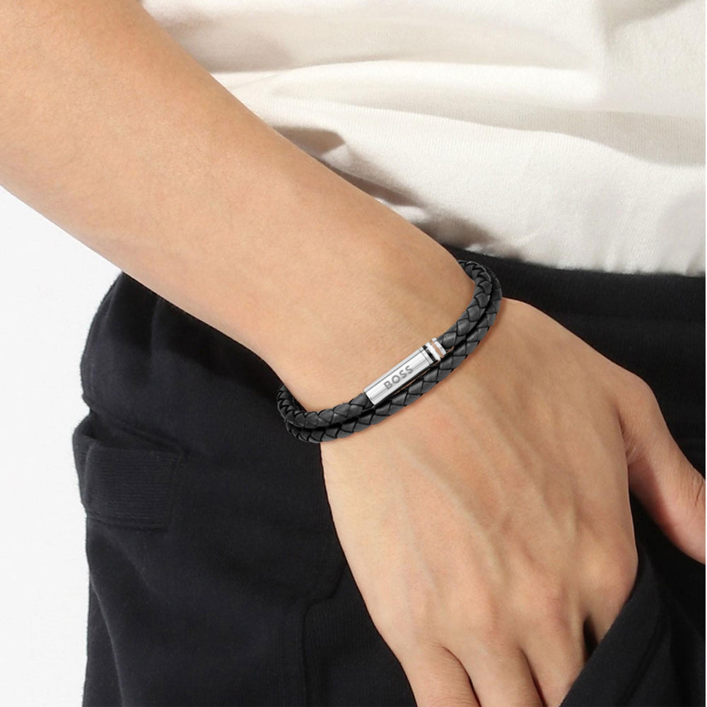 Boss Black Ares Mens Double Wrap Leather Bracelet - MococoHugo Boss1580489M885997540711Bracelets