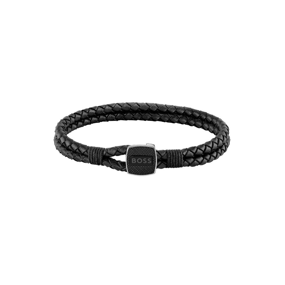 Boss Black Seal Mens Braided Leather Bracelet - MococoHugo Boss1580047M885997370288Bracelets