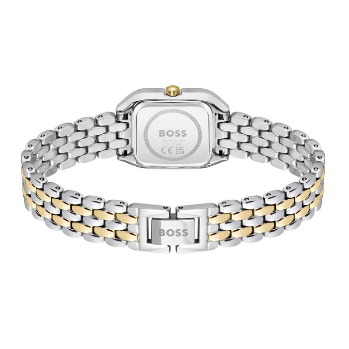 Boss Gold and Silver Green Mae Petite Rectangle Womens Soft Square Bracelet Watch - MococoHugo Boss1502822885997645249Watches and Accessories
