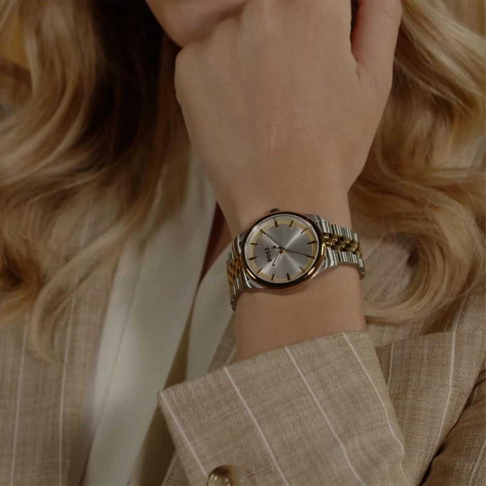 Boss Gold and Silver White Graceful Round Womens Watch - MococoHugo Boss1502779885997589918Watches and Accessories