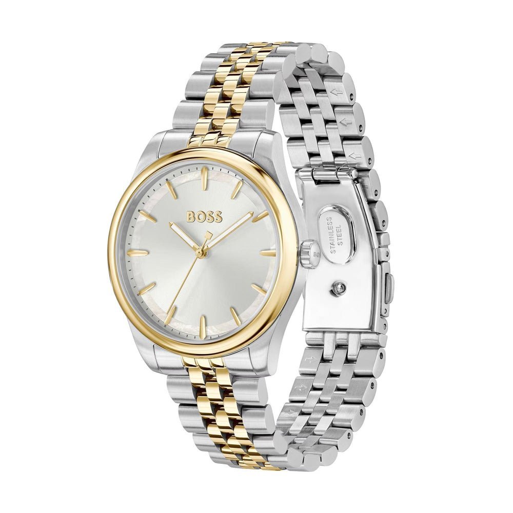 Boss Gold and Silver White Graceful Round Womens Watch - MococoHugo Boss1502779885997589918Watches and Accessories
