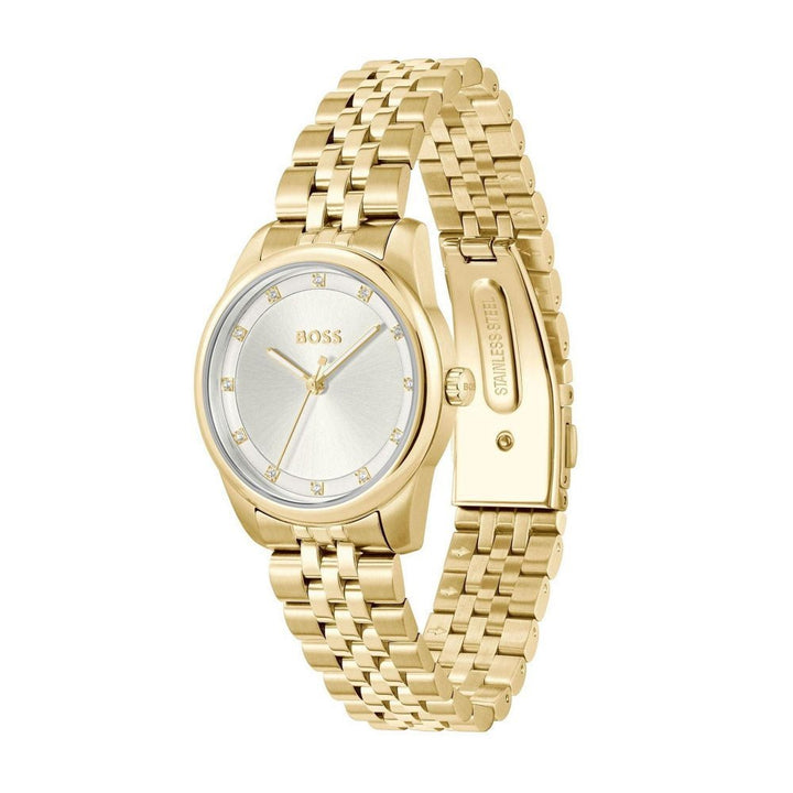 Boss Light Gold and Silver White Graceful Precious Round Womens IP Watch - MococoHugo Boss1502810885997645126Watches and Accessories
