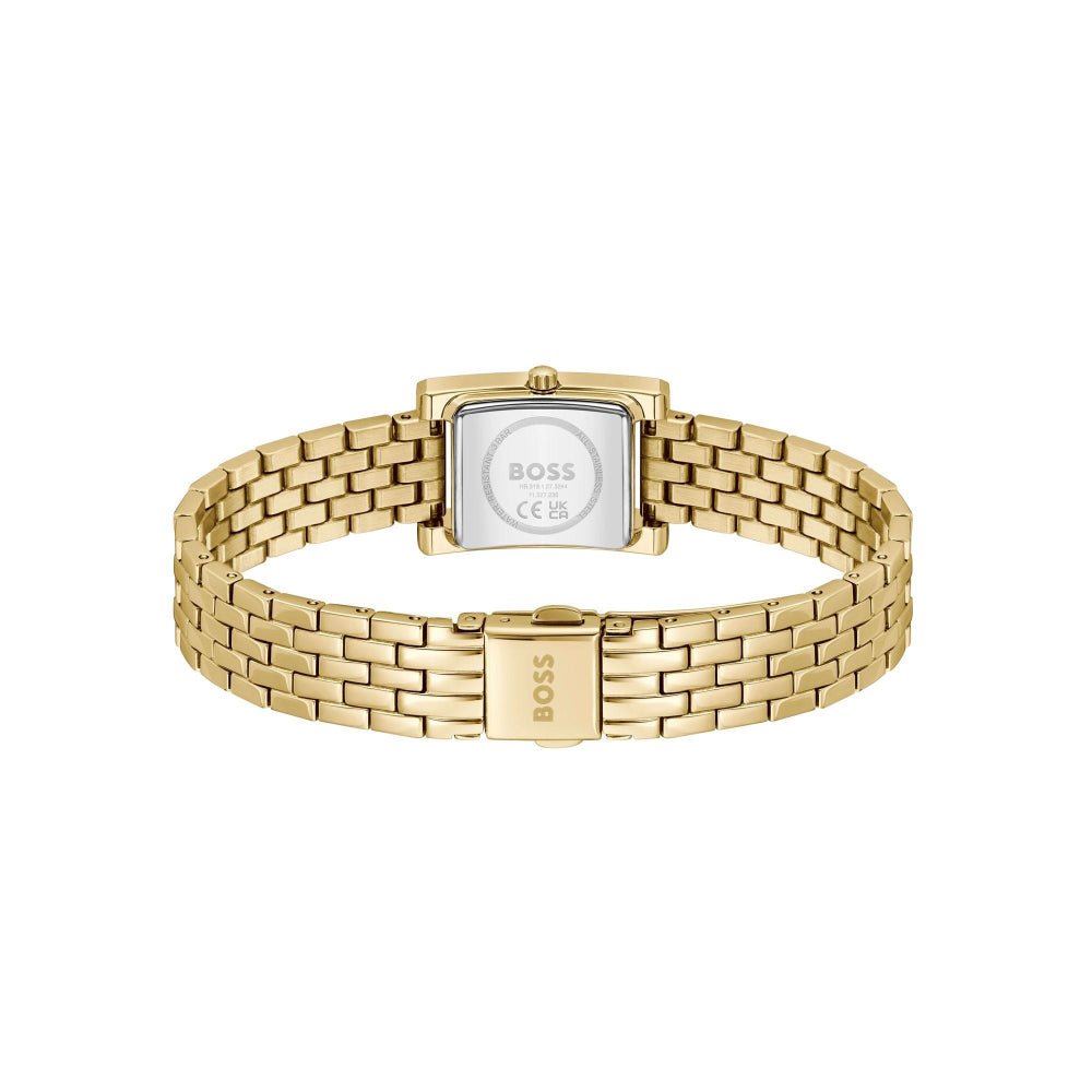 Boss Light Gold and White Lucy Precious Rectangle Womens IP Bracelet Watch - MococoHugo Boss1502815885997645171Watches and Accessories