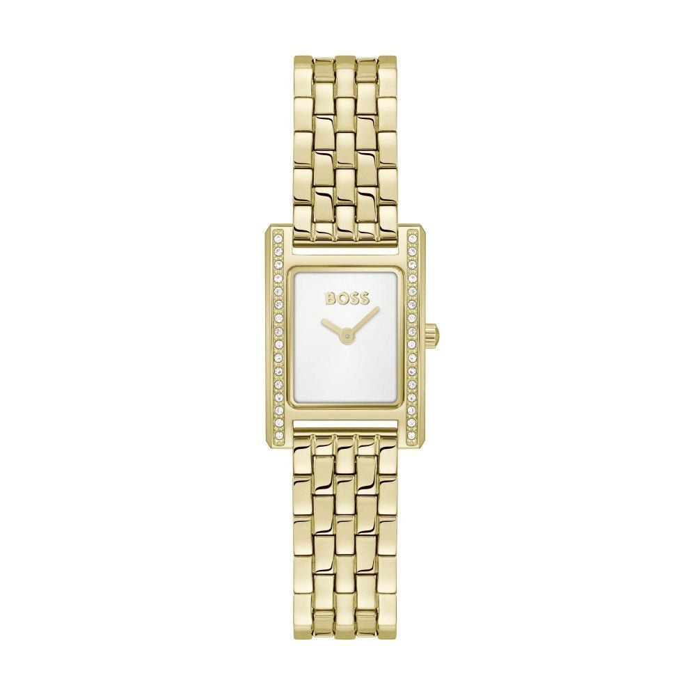 Boss Light Gold and White Lucy Precious Rectangle Womens IP Bracelet Watch - MococoHugo Boss1502815885997645171Watches and Accessories