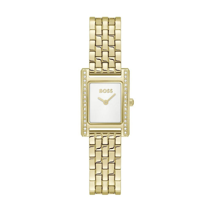 Boss Light Gold and White Lucy Precious Rectangle Womens IP Bracelet Watch - MococoHugo Boss1502815885997645171Watches and Accessories