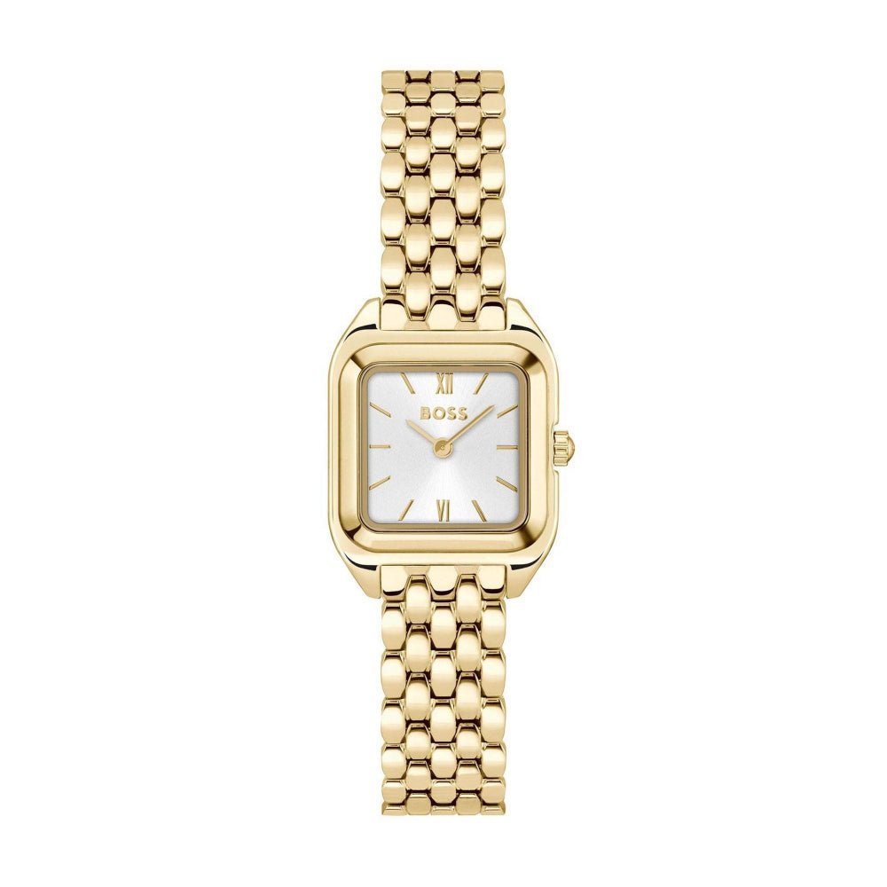 Boss Light Gold White Mae Petite Rectangle Womens Soft Square IP Bracelet Watch - MococoHugo Boss1502823885997645256Watches and Accessories