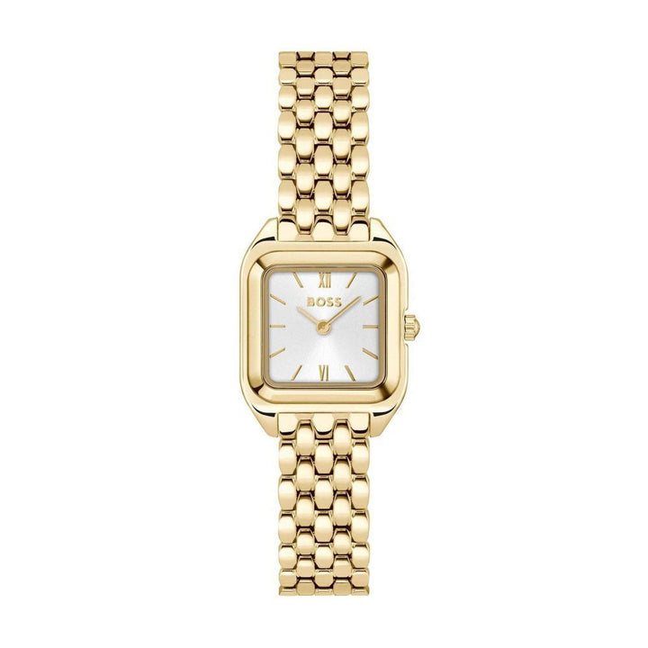 Boss Light Gold White Mae Petite Rectangle Womens Soft Square IP Bracelet Watch - MococoHugo Boss1502823885997645256Watches and Accessories