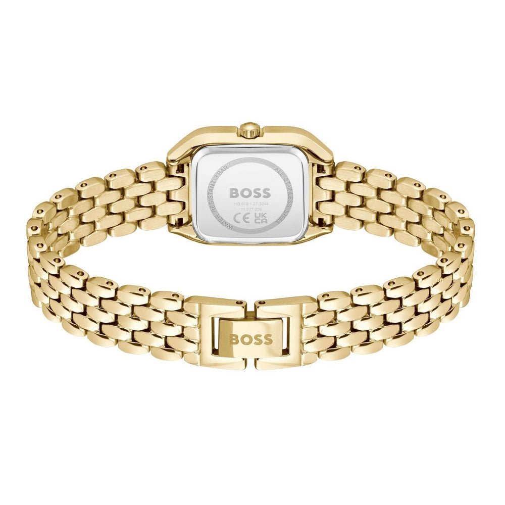 Boss Light Gold White Mae Petite Rectangle Womens Soft Square IP Bracelet Watch - MococoHugo Boss1502823885997645256Watches and Accessories