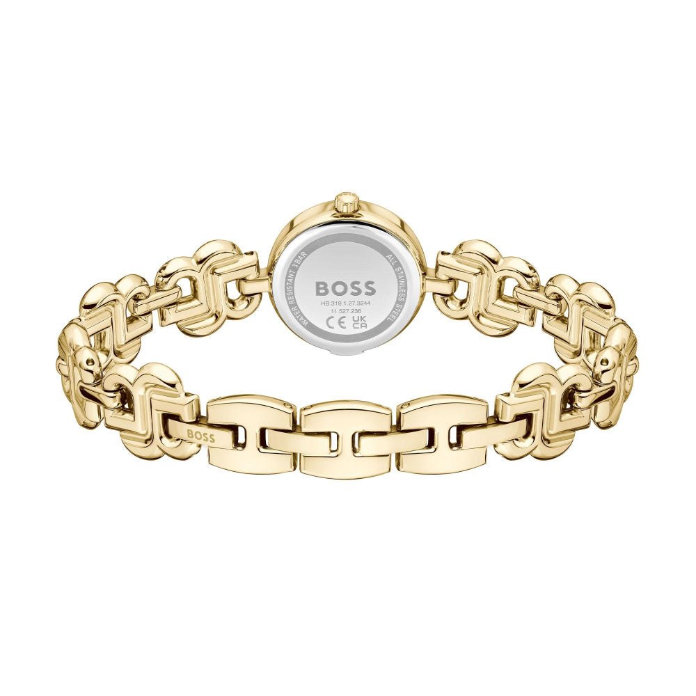 Boss Light Yellow Gold Double B Dressy Round Womens IP Bracelet Watch - MococoHugo Boss1502794885997607810Watches and Accessories