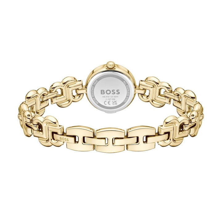 Boss Light Yellow Gold Double B Dressy Round Womens IP Bracelet Watch - MococoHugo Boss1502794885997607810Watches and Accessories