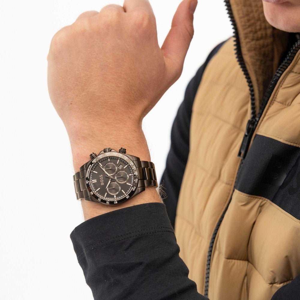 Boss Silver and Black Hero 2.0 Round Mens IP Bracelet Watch - MococoHugo Boss1514271885997645423Watches and Accessories