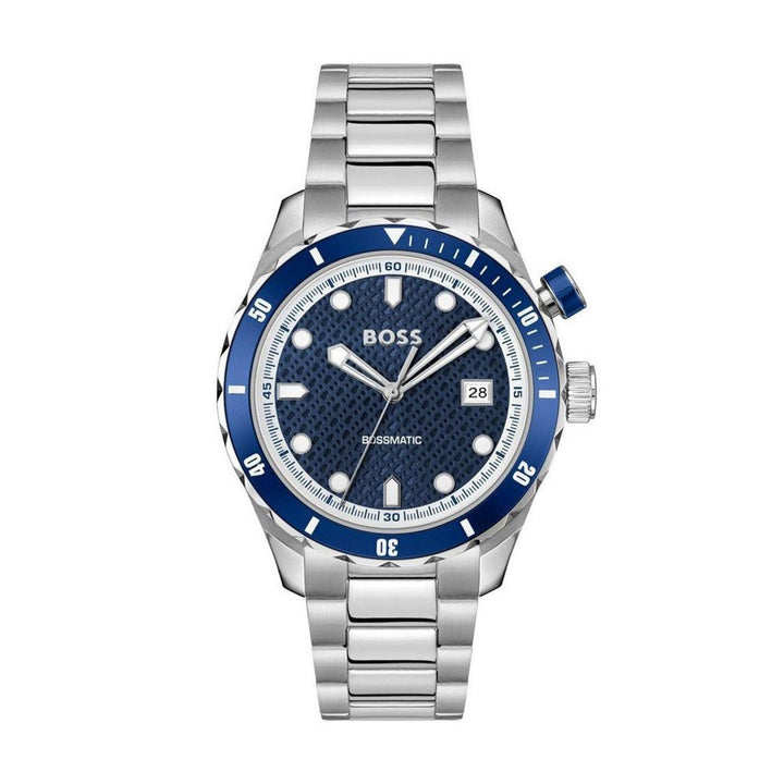 Boss Silver and Blue Bossmatic Round Mens Hybrid Automatic Watch - MococoHugo Boss1514177885997590037Watches and Accessories