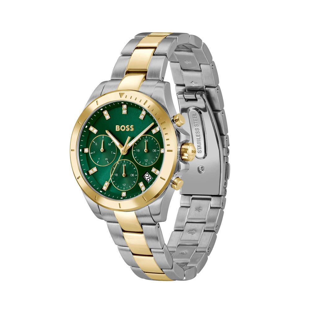 Boss Silver and Green Alley Round Womens Sport Lux Bi Colour Bracelet Watch - MococoHugo Boss1502827885997645294Watches and Accessories