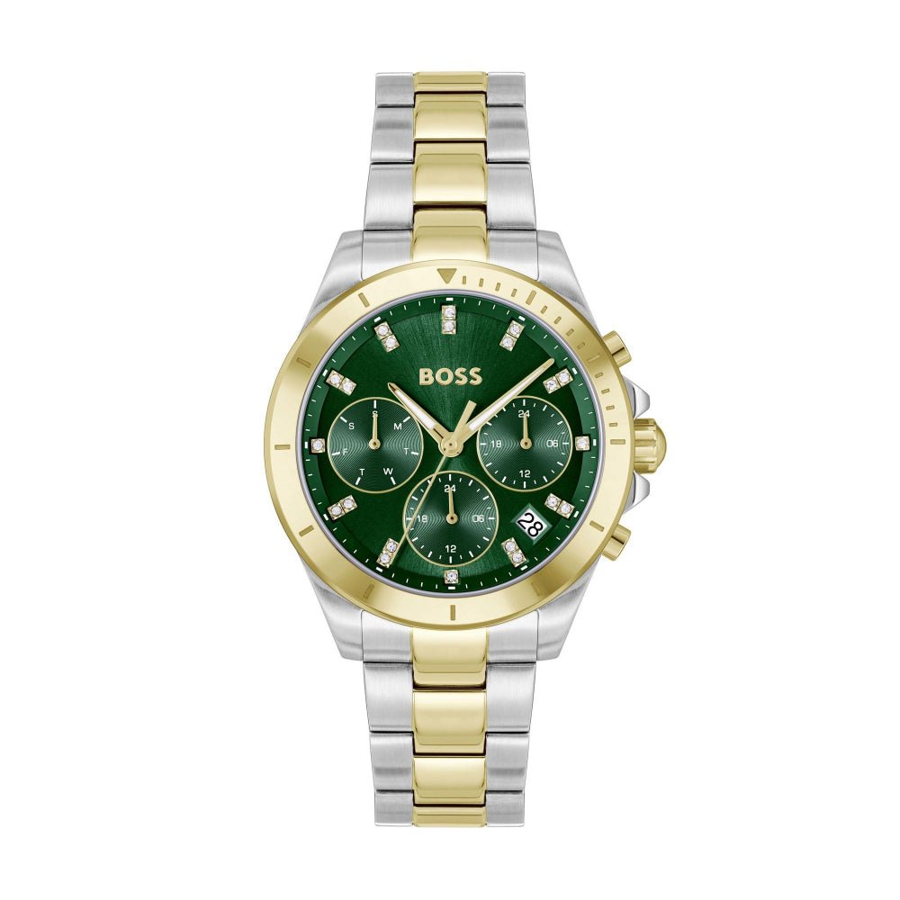 Boss Silver and Green Alley Round Womens Sport Lux Bi Colour Bracelet Watch - MococoHugo Boss1502827885997645294Watches and Accessories