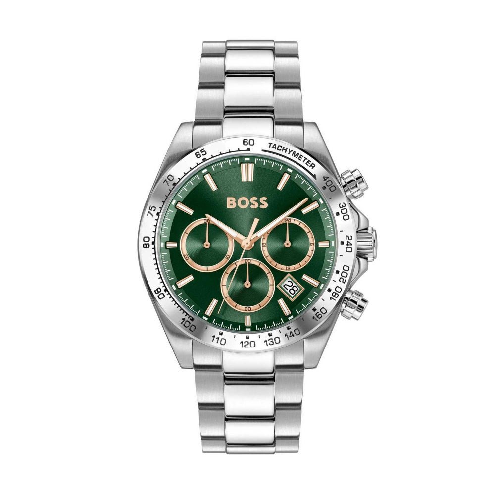 Boss Silver and Green Hero 2.0 Round Mens Bracelet Watch - MococoHugo Boss1514268885997645393Watches and Accessories
