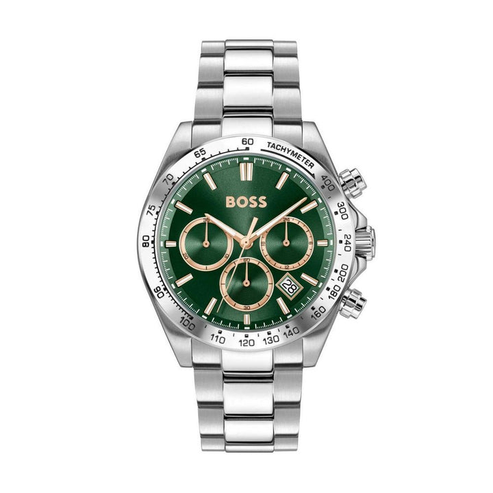 Boss Silver and Green Hero 2.0 Round Mens Bracelet Watch - MococoHugo Boss1514268885997645393Watches and Accessories