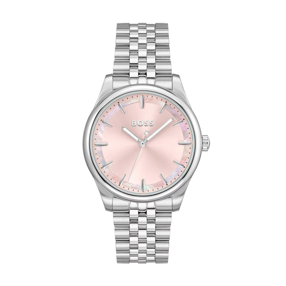 Boss Silver and Pink Graceful Round Womens Watch - MococoHugo Boss1502776885997589888Watches and Accessories