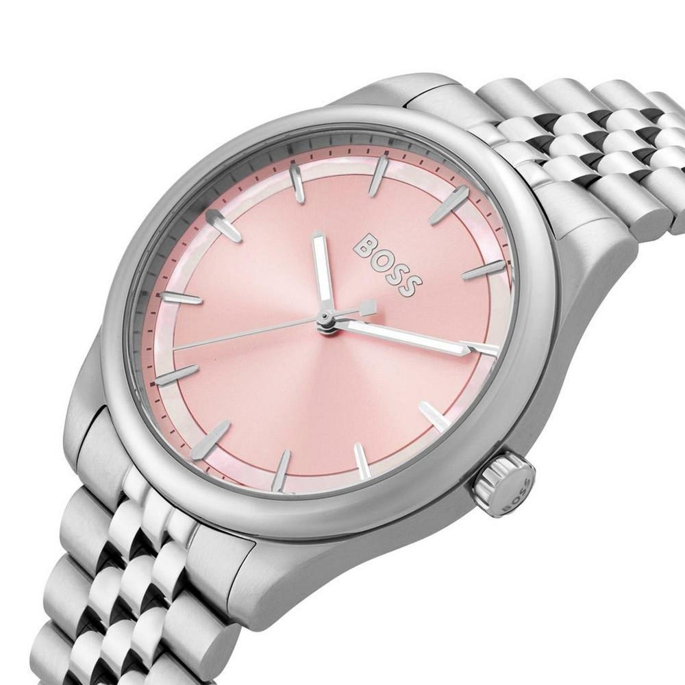 Boss Silver and Pink Graceful Round Womens Watch - MococoHugo Boss1502776885997589888Watches and Accessories