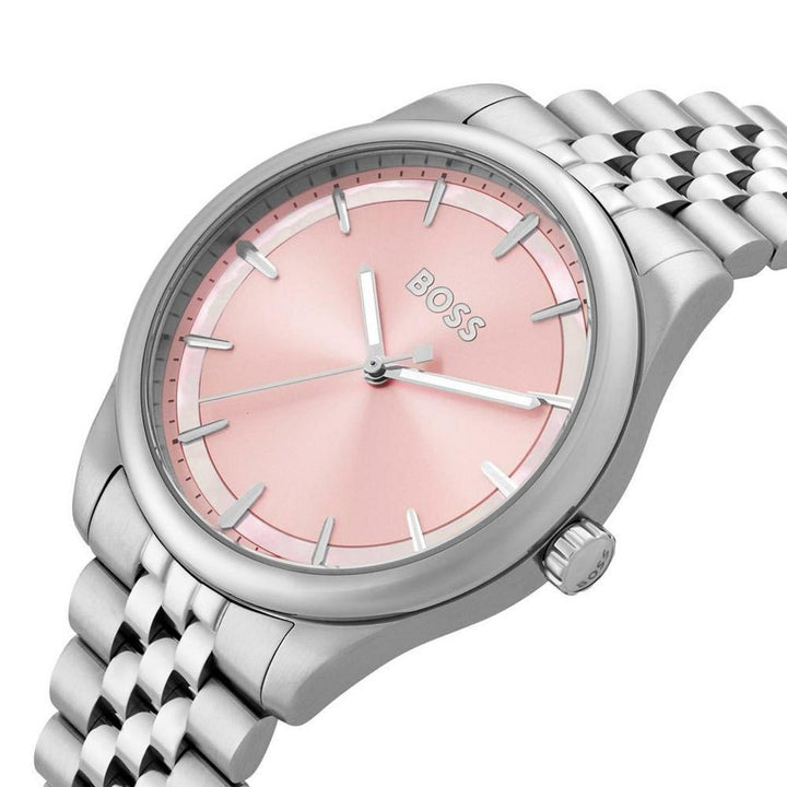 Boss Silver and Pink Graceful Round Womens Watch - MococoHugo Boss1502776885997589888Watches and Accessories