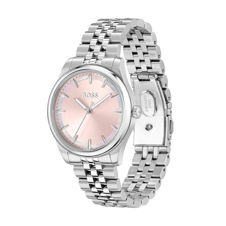 Boss Silver and Pink Graceful Round Womens Watch - MococoHugo Boss1502776885997589888Watches and Accessories