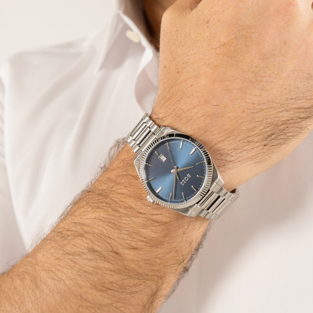 Boss Silver Cheswick Stainless Steel Blue Watch - MococoHugo Boss15143097613272689489Watch