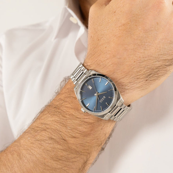 Boss Silver Cheswick Stainless Steel Blue Watch - MococoHugo Boss15143097613272689489Watch