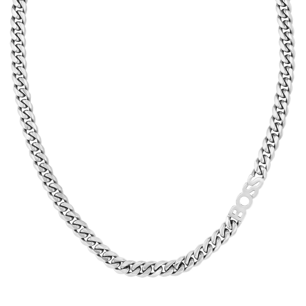 Boss Silver Curb Logo Link Chain Necklace - MococoHugo Boss1580769Necklaces