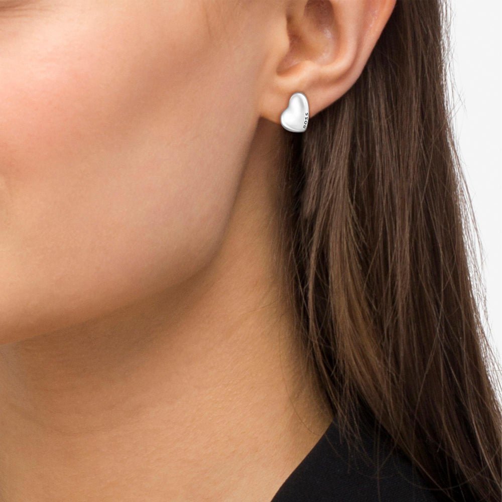 Boss Silver Honey Womens Heart Earrings - MococoHugo Boss1580563885997564687Earrings