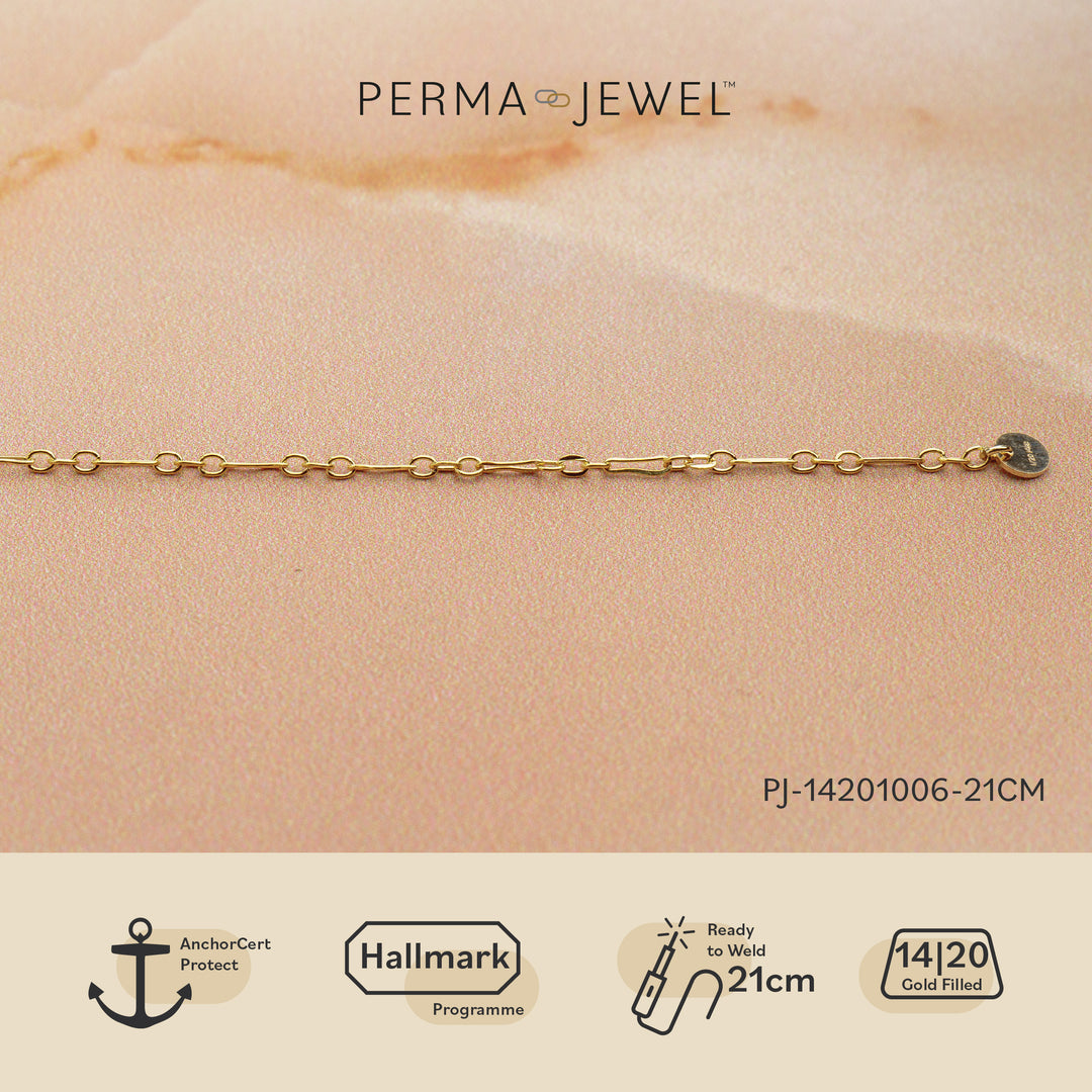 Dainty 14/20 Yellow Gold-Filled 1.7mm Flat Long Short Chain, 21cm, Certified