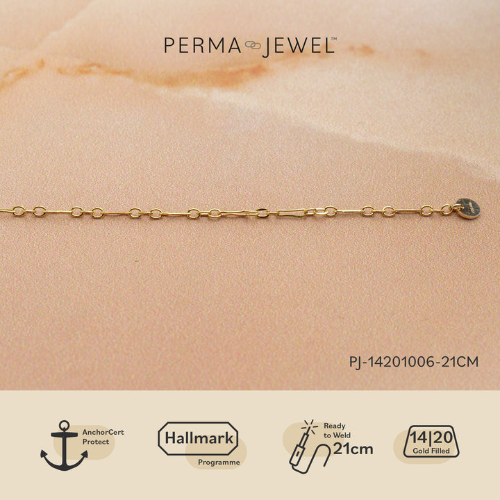 Dainty 14/20 Yellow Gold-Filled 1.7mm Flat Long Short Chain, 21cm, Certified