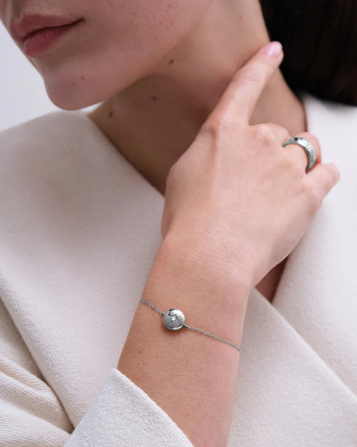Astley Clarke Personalized 925 Mini Locket Bracelet with White Sapphire