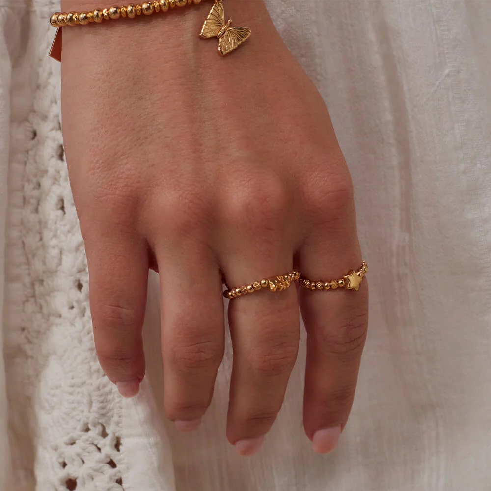 ChloBo 18CT Gold Plated Inset Star Ring image 3